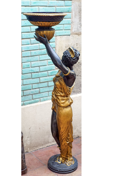 DUBANTON, "POLYCHROME BRONZE FEMME, grand serviteur", XX secolo.