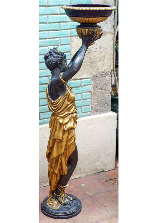 DUBANTON, "POLYCHROME BRONZE FEMME, grand serviteur", XX secolo.