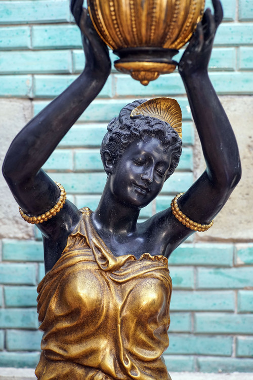 DUBANTON, "POLYCHROME BRONZE FEMME, grand serviteur", XX secolo.