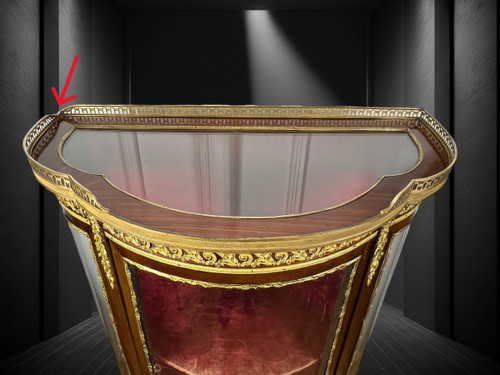 1/2 MOND-Vitrine mit Glaskäfig in Intarsien und Bronze aus der Zeit von Napoleon III