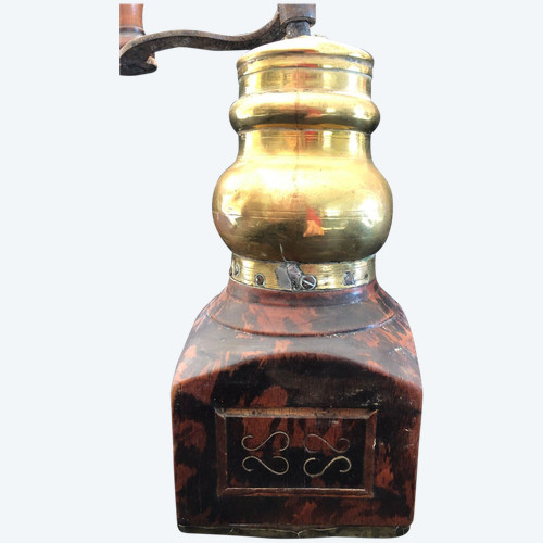 18th century Dutch coffee grinder with copper inlay circa 1750