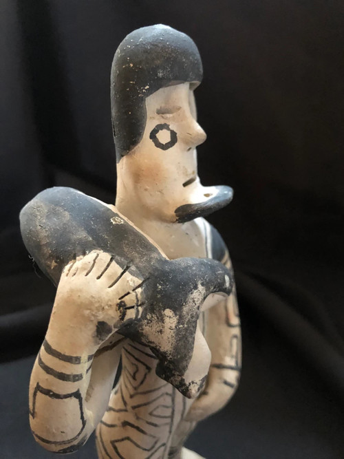 Statuette of a man in painted terracotta Karaja, Lijoko Brazil Tribal Art work from the 60s
