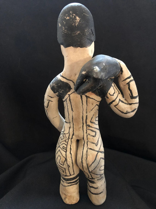 Statuette of a man in painted terracotta Karaja, Lijoko Brazil Tribal Art work from the 60s