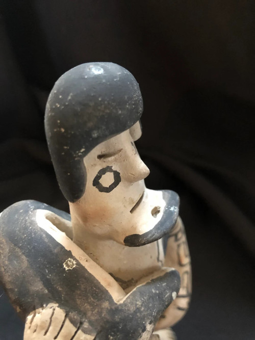 Statuette of a man in painted terracotta Karaja, Lijoko Brazil Tribal Art work from the 60s