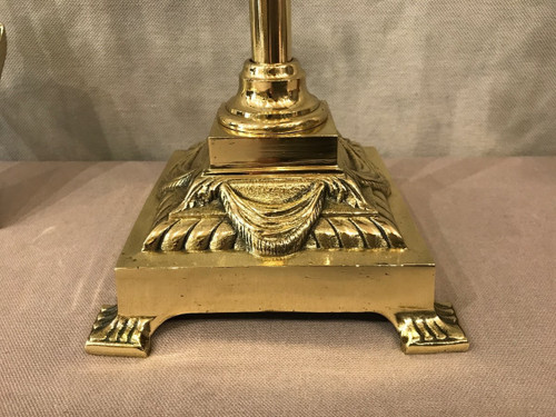 19th century brass and bronze fireplace set in Louis XVI style