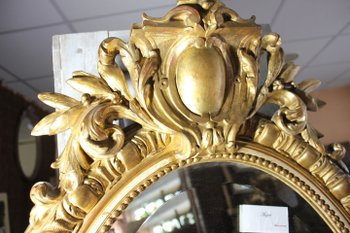 Miroir ancien ovale Napoléon III se style Louis XV doré