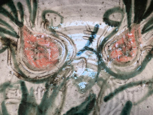 Ceramic bowl with floral pattern by Albert Thiry Vallauris