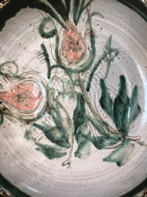 Ceramic bowl with floral pattern by Albert Thiry Vallauris