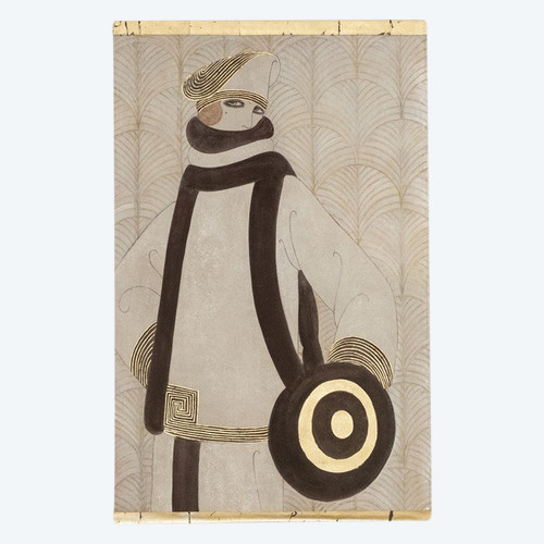 Painted canvas in Art Deco style. Contemporary work.