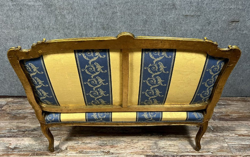 Bank im Louis-XV-Stil aus vergoldetem Holz, 20. Jahrhundert