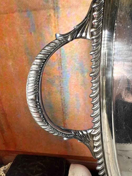 Rechteckiges Tablett mit versilberten Griffen Goldsmith Mappin und Webb (Englisch)