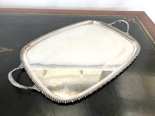 Rechteckiges Tablett mit versilberten Griffen Goldsmith Mappin und Webb (Englisch)