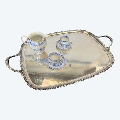 Rechteckiges Tablett mit versilberten Griffen Goldsmith Mappin und Webb (Englisch)