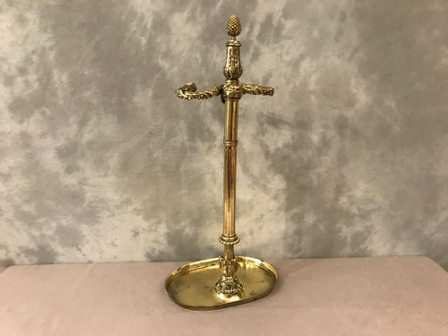 Ravissant porte parapluies en bronze et laiton d'époque 19 ème serviteur de cheminée seul 