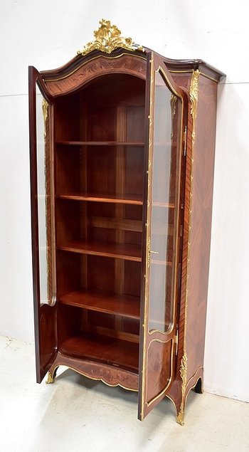  Libreria in mogano e palissandro, stile Luigi XV, periodo Napoleone III - metà XIX secolo