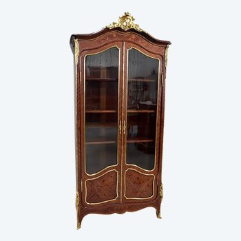  Libreria in mogano e palissandro, stile Luigi XV, periodo Napoleone III - metà XIX secolo