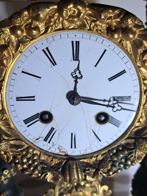 Old Napoleon 3 Portico Clock with Boulle Marquetry
