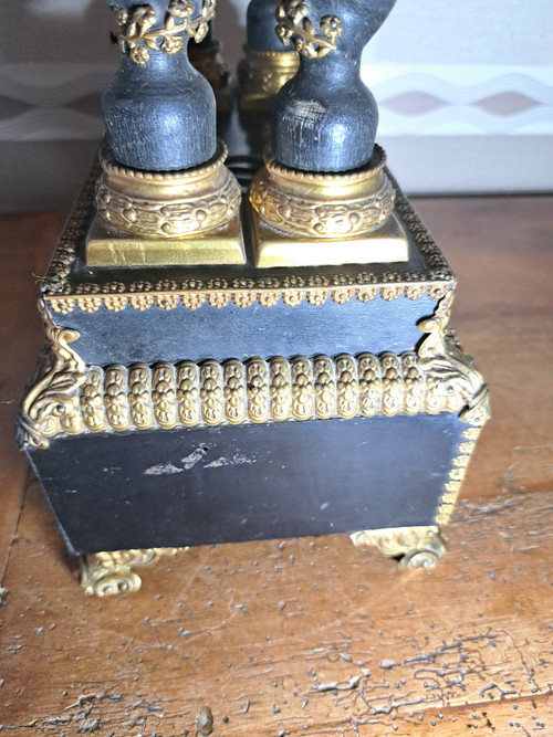 Old Napoleon 3 Portico Clock with Boulle Marquetry