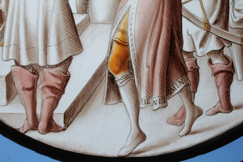 Medallion stained glass window representing a biblical episode from the Old Testament late 19th century