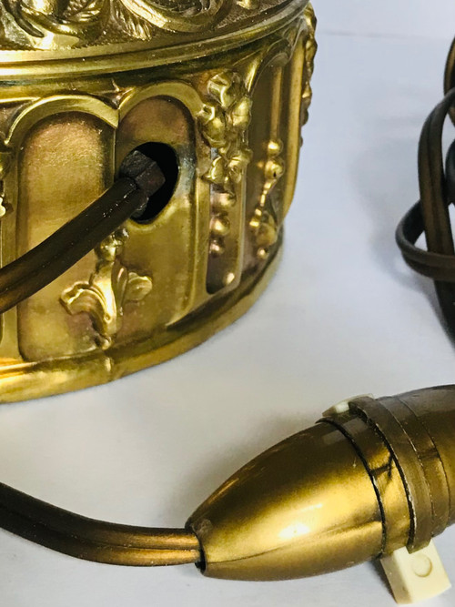 Paire de lampes en laiton et bronze doré 19ème 