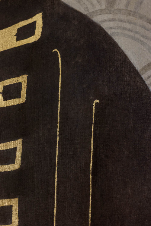 Painted canvas in Art Deco style. Contemporary work.