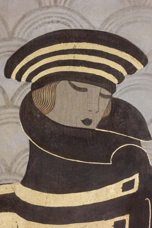 Painted canvas in Art Deco style. Contemporary work.