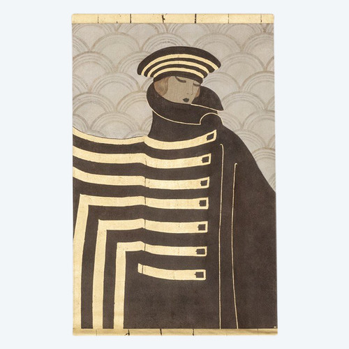 Painted canvas in Art Deco style. Contemporary work.