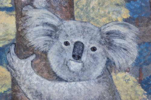 Bemalte Leinwand, die Koalas darstellt. Zeitgenössische Arbeit