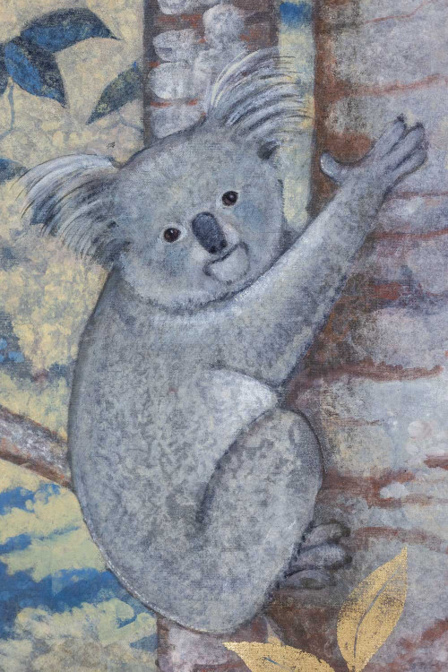 Bemalte Leinwand, die Koalas darstellt. Zeitgenössische Arbeit
