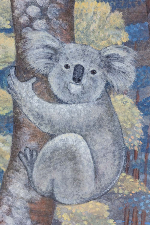 Bemalte Leinwand, die Koalas darstellt. Zeitgenössische Arbeit