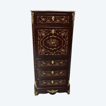  Small Secretary Inlaid, in Rosewood, Louis XIV style, Napoleon III period - 19th century