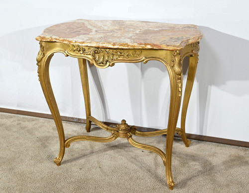 Petite Table de Milieu en Bois Doré, style Louis XV – Fin XIXe