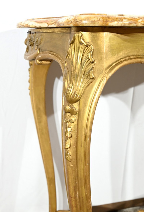 Petite Table de Milieu en Bois Doré, style Louis XV – Fin XIXe