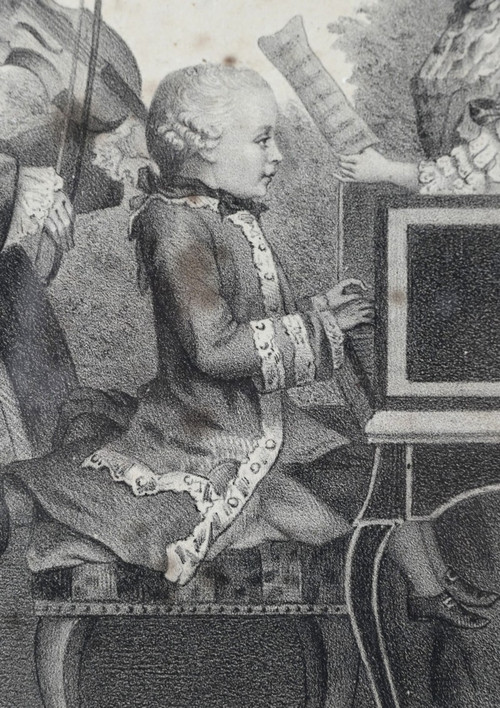 Engraving of the Mozart Family, Imprimerie Lemercier – Mid-19th century