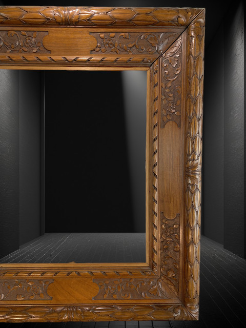 19TH CENTURY SOLID WALNUT FRAME FOR PAINTING 58 CM X 46.5 CM