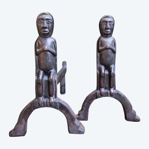 Pair Of Andirons - Bronze - Anton Prinner - C. 1930.