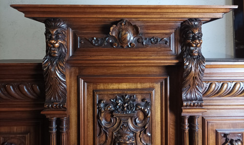 Renaissance two-body sideboard in walnut