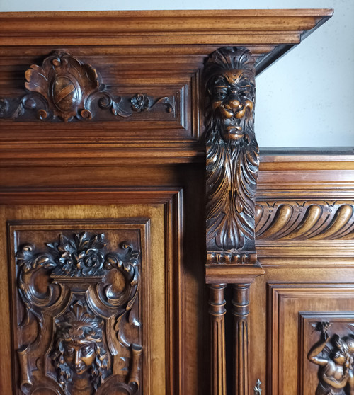 Renaissance two-body sideboard in walnut