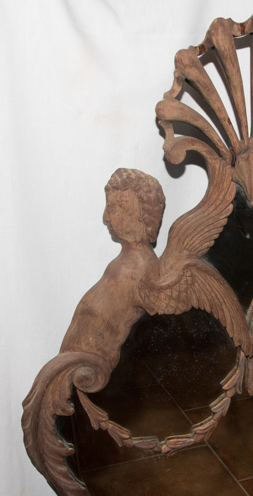 Grande Paire d'Appliques à Miroir En Acajou Italie Circa 1850