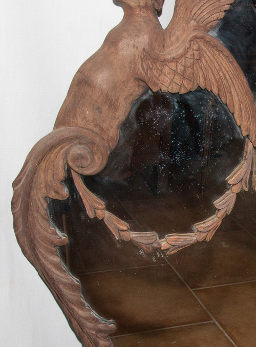 Grande Paire d'Appliques à Miroir En Acajou Italie Circa 1850