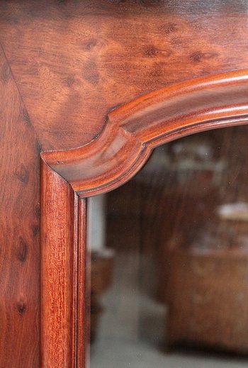  Libreria Vetrina impiallacciata in Mogano Maculato - Fine XIX Secolo