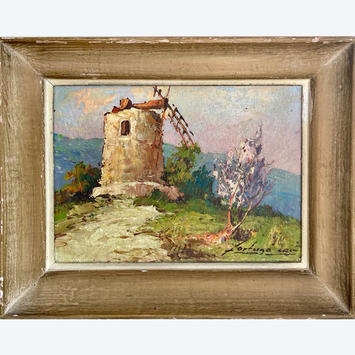 Fortuné CAR (1905-1970) HSP moulin dans arrière pays Provençal 