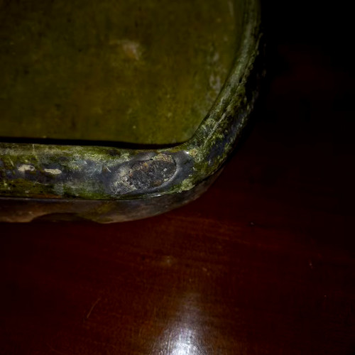 Lèchefrite terre cuite vert vernissé 19ème 