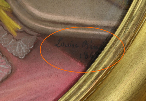 Bedeutendes Pastell „Das Mädchen mit dem Kanarienvogel“, französische Schule des 19. Jahrhunderts