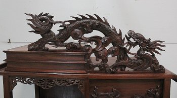  Mobiletto atipico asiatico, origine Vietnam, in mogano massiccio - Fine XIX secolo