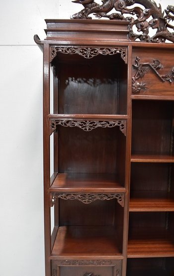  Mobiletto atipico asiatico, origine Vietnam, in mogano massiccio - Fine XIX secolo