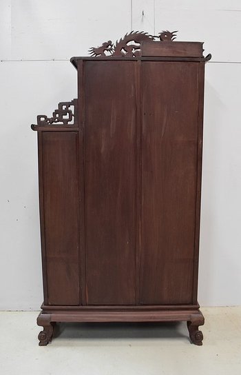  Mobiletto atipico asiatico, origine Vietnam, in mogano massiccio - Fine XIX secolo