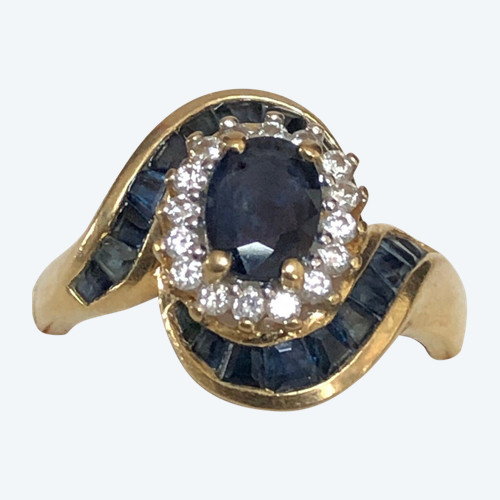 Gold Sapphires and Diamonds Ring from jeweler Maty in its original box