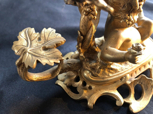 Portacandele a mano in bronzo dorato in stile Luigi XV rocaille