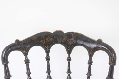 Rohrgeflechtstuhl aus gedrechseltem und geschwärztem Holz. Napoleon III.